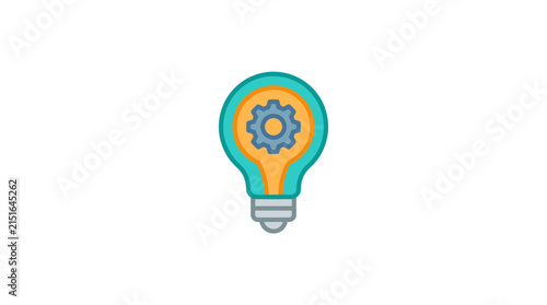 Colorful light bulb with gear icon inside 1.