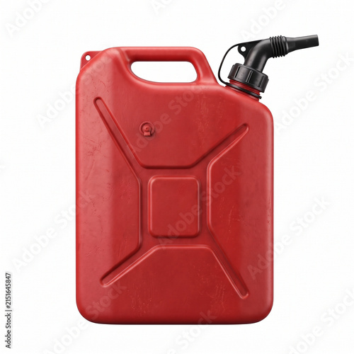 Red gasoline canister isolated on white background  