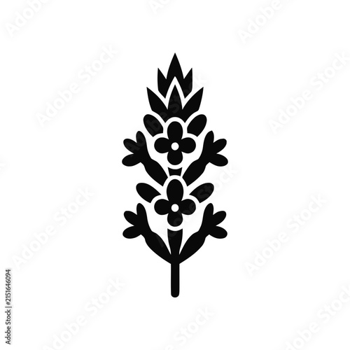 Stylized Black Flower Silhouette, Elegant Botanical Icon, Minimalist Floral Design