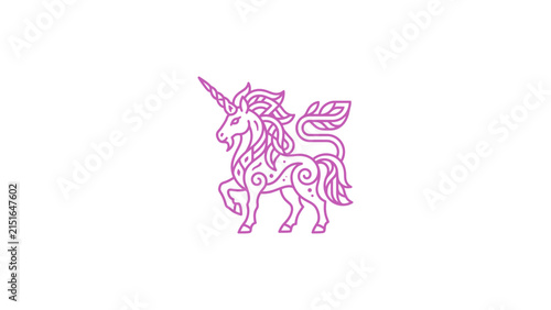 Minimalist Unicorn Line Art Vector Illustration