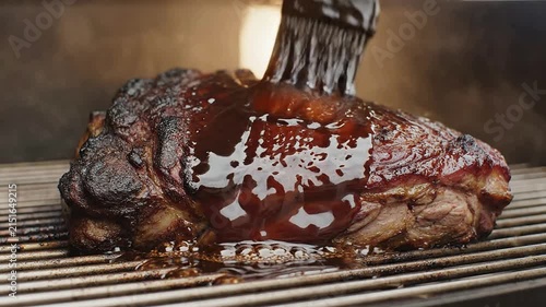 Grilled Steak Brushed With Barbecue Sauce On The Grill Close Up Making It Look Appetizing And Delicious Perfect For Food Photography And Cooking Themes