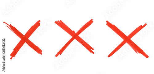 red cross mark, Hand drawn marker stroke red marker x sign on transparent background