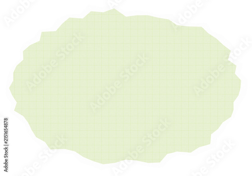 Simple green oval shape with grid lines torn paper
