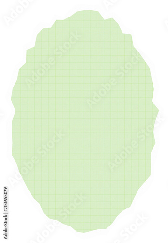 Simple green oval shape with grid lines torn paper