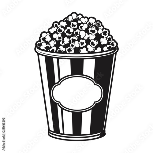 Popcorn Bucket Illustration - Movie Night Snack Icon