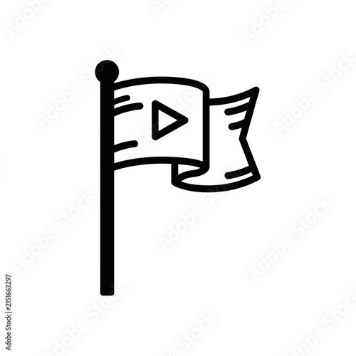 Play Button Flag Icon, Video Content Start Signal, Online Media Symbol