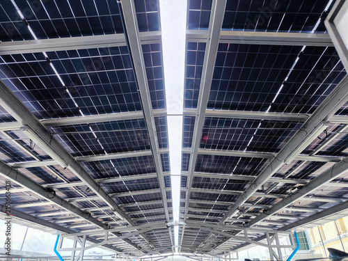 Low Angle View of Solar Panel Canopy.
Solar Parking Canopy