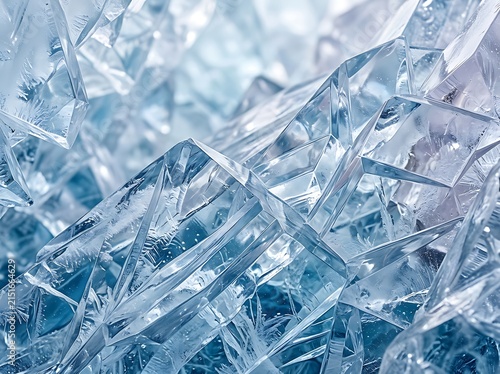 Close-up of Ice Crystals with Frost Patterns.