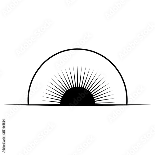 Modern Semi Circle Sunburst Arch Icon Boho Sunrise Sunset Linear Logo