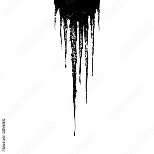 Black Dripping Icicles and Melting Slime Silhouette Isolated on White