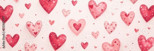 Whimsical hand-drawn hearts, light pastel seamless pattern Valentine's background , background, gentle