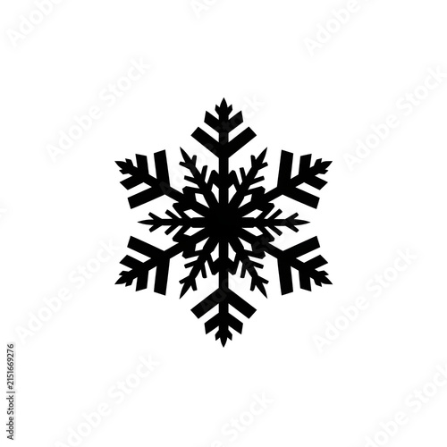 Geometric Winter Snowflake Silhouette Icon Isolated on White