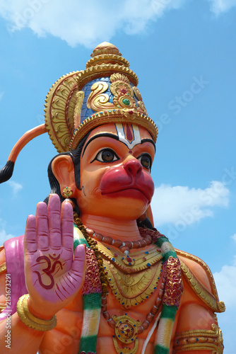 Konstfotografi Close-up View of Lord Hanuman Statue Against Blue Sky