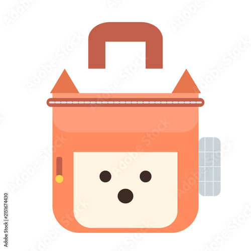 Cute cartoon cat shaped backpack illustration for children.
