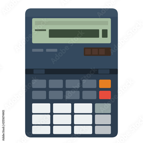 Flat vector illustration of a digital electronic calculator for business and finance.