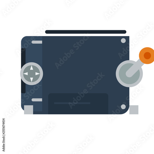 A flat vector illustration of a retro portable video game console device.