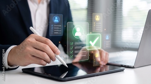 Photography digital recruitment workflow and applicant screening concept showing hr professi