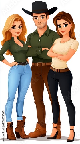Diverse Group of Confident Young Adults Standing Together Illustration