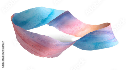 Watercolor paper ribbon banner in pastel colors floating in three sections with background colorful resource abstract creative graphic element