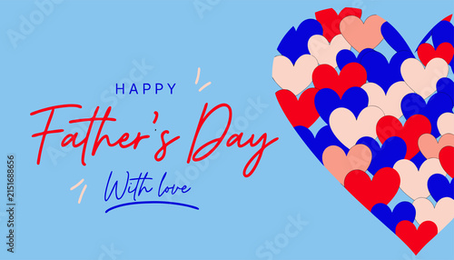 Happy Father's Day greeting card design with a colorful heart pattern illustration