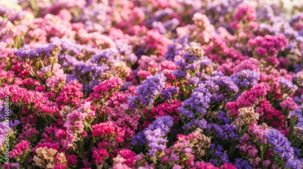 Obraz premium Vibrant Pink Purple Heather Flower Bed in Full Bloom