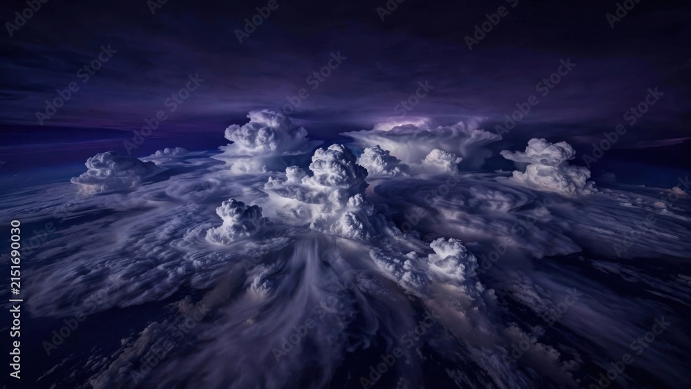 Fototapeta premium Dramatic Aerial View of Storm Clouds at Dusk.