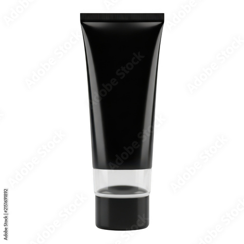 Black cosmetic tube mockup isolated on transparent background