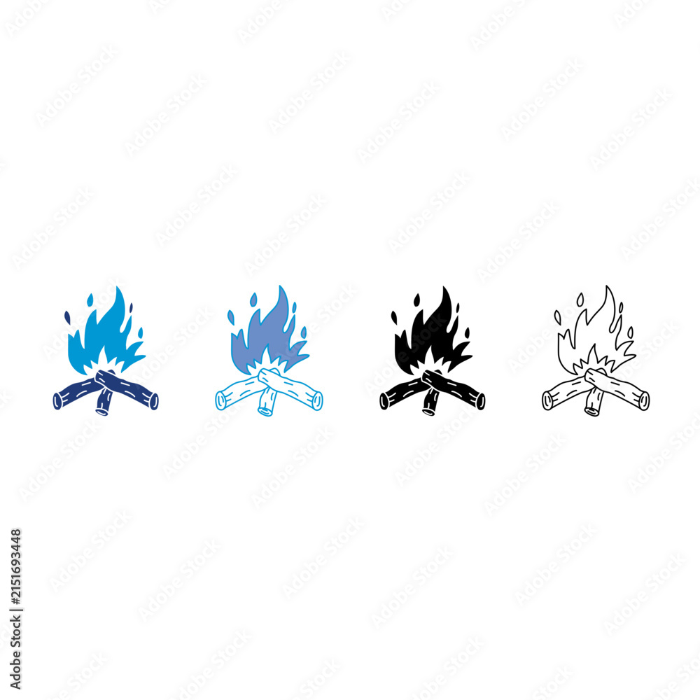 Naklejka premium Bonfire Icon Vector Set Multiple Style