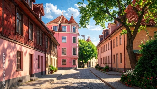 Charming narrow street in the historic center