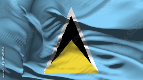 Saint Lucia Flag Wave Loop waving in wind Realistic Saint Lucia Flag background