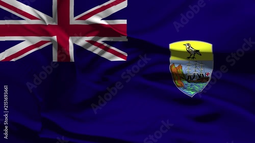 Saint Helena Flag Wave Loop waving in wind Realistic Saint Helena Flag background