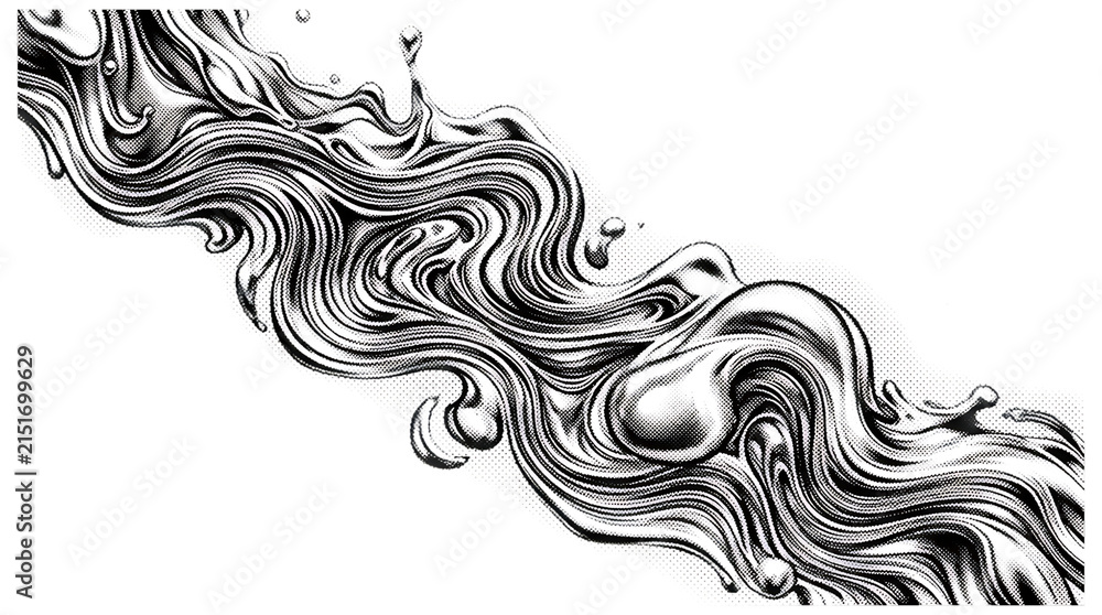 Fototapeta premium Abstract liquid splash wave illustration isolated on transparent background