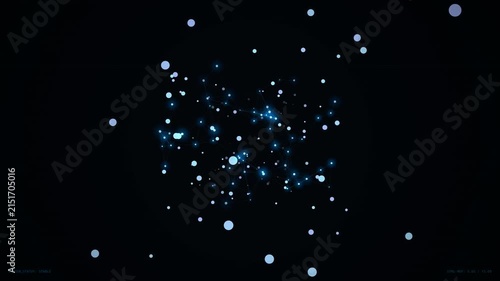 Abstract Blue Particle Burst Floating in Deep Space Digital Motion Background
