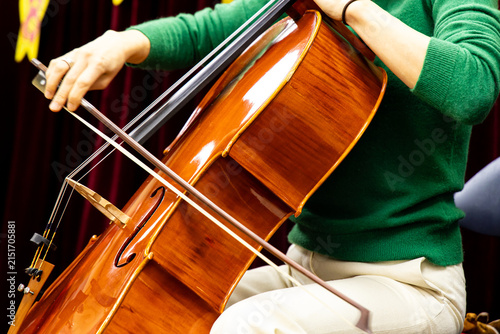 Cellist plays during a music class in a local community center in the afternoon
