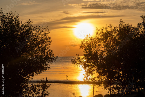 Amazing sunset view at Pontian, Johor. The sunset transforms the sky into a masterpiece of vibrant hues
