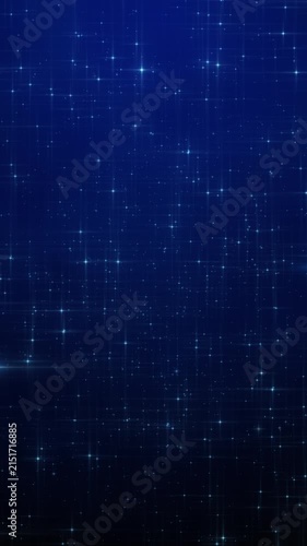 光線の長い星がきれいに輝く星空　ゆっくり前進、星の量：普通　ループ　縦長