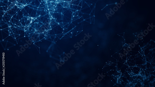 Abstract Digital Network Technology Background with Glowing Data Connections and Copy Space