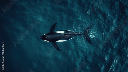 Majestic blue whale swimming in the ocean depths