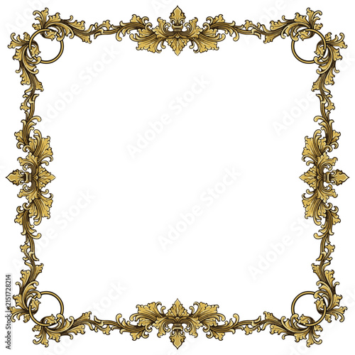 antique gold frame isolated vintage baroque background  illustration art