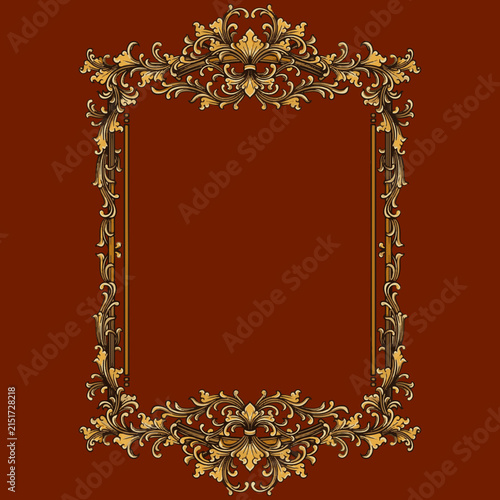 antique gold frame isolated vintage baroque background  illustration art