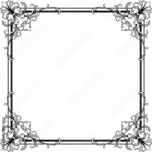 antique line frame isolated vintage baroque background  illustration art