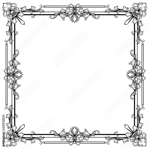 antique line frame isolated vintage baroque background  illustration art