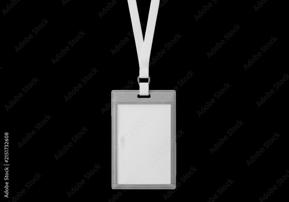 Obraz premium Empty id badge with lanyard and clip isolated on transparent background