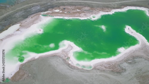 Aerial View of Dachaidan Emerald Lake: Colorful Salt Ponds, White Mineral Crust and Desert Landform in Qinghai