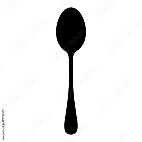 Soup spoon silhouette black flat cutlery icon isolated on transparent background element