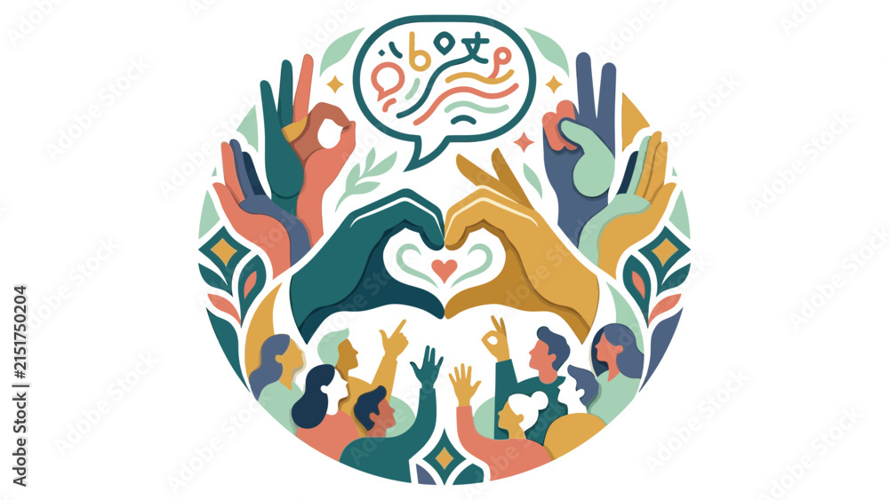 Obraz premium Community Mental Health and Emotional Support with Diverse People and Helping Hands