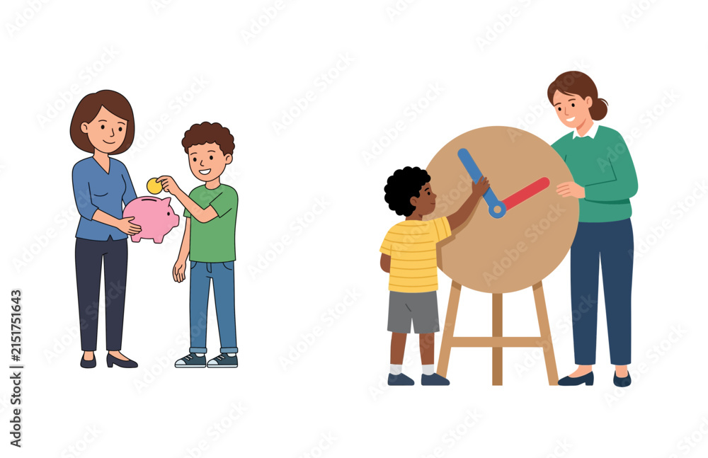 Obraz premium Parental Guidance and Educational Activities for Children Developing Life Skills