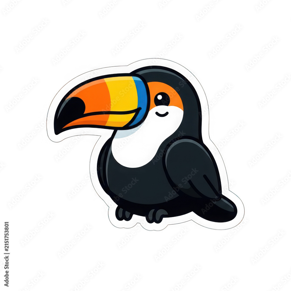 Naklejka premium Cute toucan bird sitting isolated on transparent background