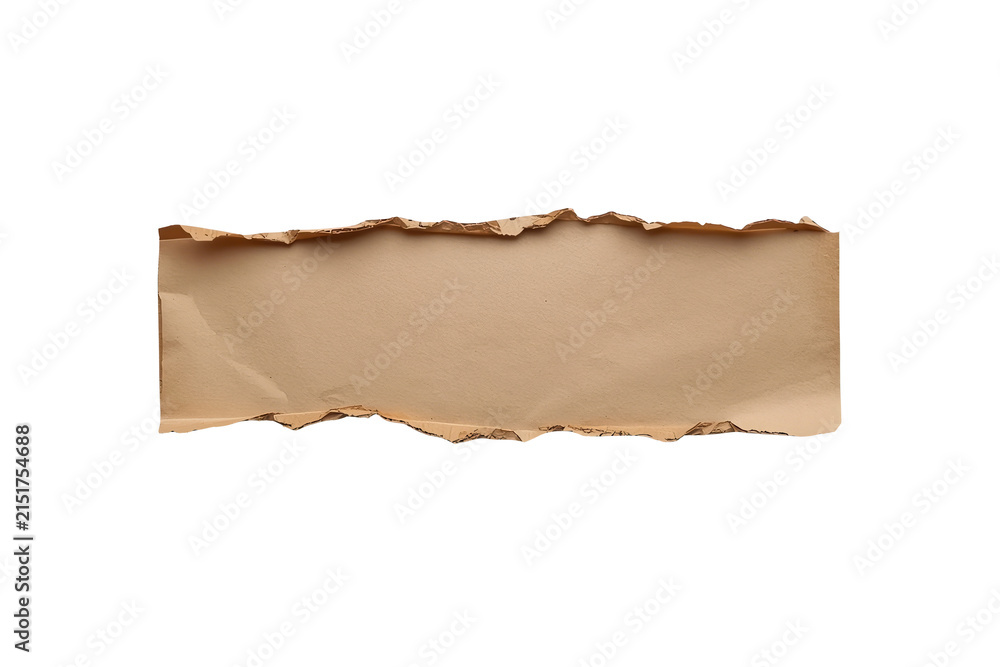 Fototapeta premium Narrow blank kraft paper strip with dark rough border