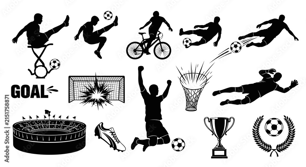Obraz premium Soccer and Football Sports Silhouettes